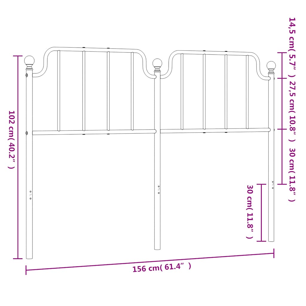 Metal Replace Headboard Black 150 cm