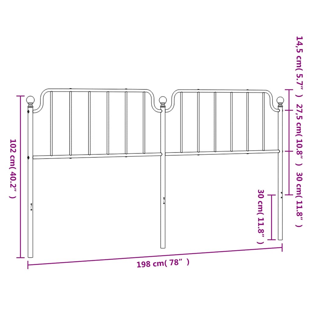 Metal Replace Headboard Black 193 cm