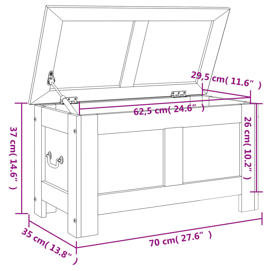 Storage Chest Brown and White Solid Acacia wood, Engineered wood