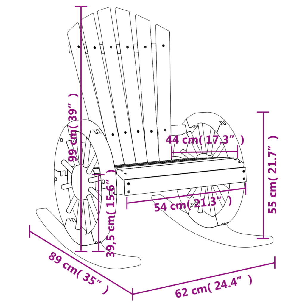 vidaXL Rocking Adirondack Chair Set of 2 Wood Brown Solid Fir Wood