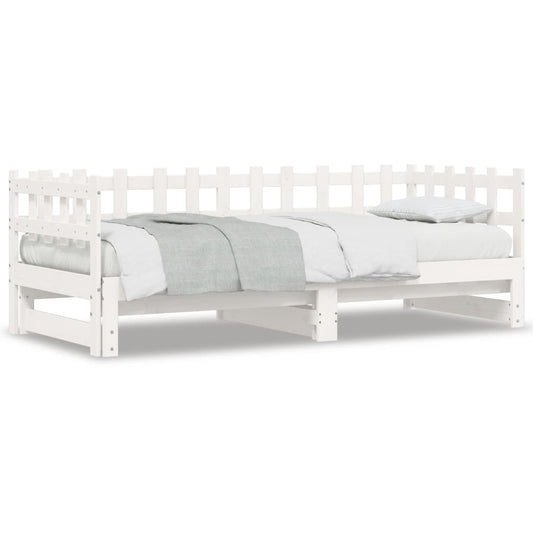 Pull-out Day Bed without Mattress White 2x(90x190) cm Solid Wood