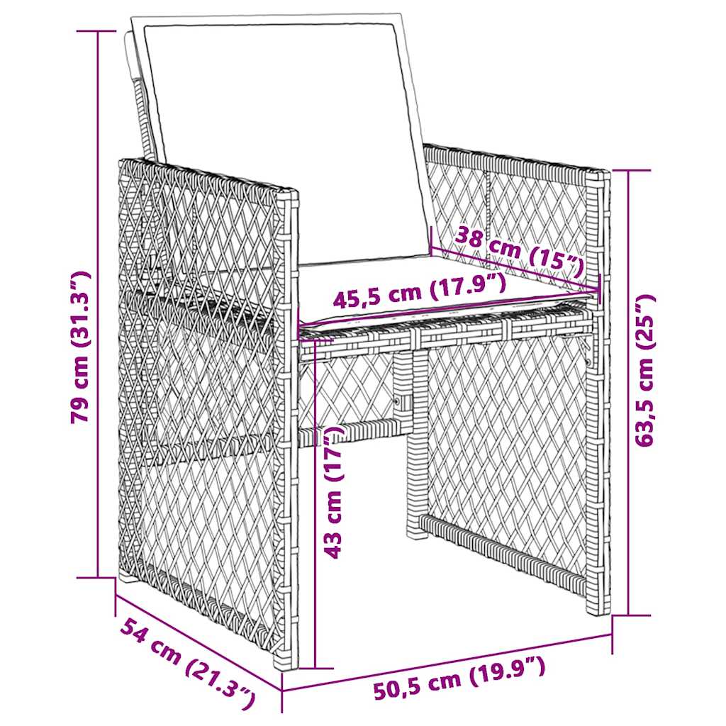 Garden Chairs with Cushions 4 pcs Light Grey Poly Rattan