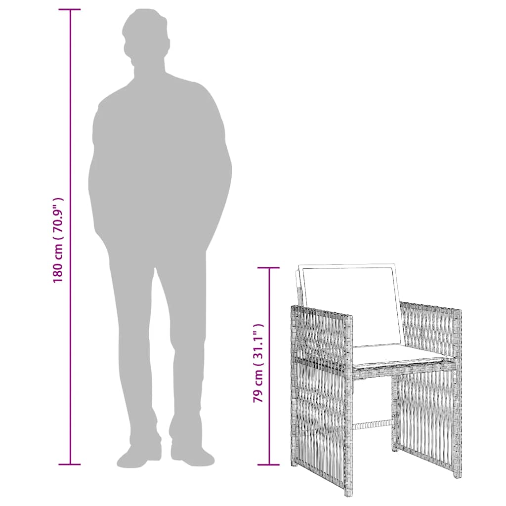 Garden Chairs with Cushions 4 pcs Light Grey Poly Rattan