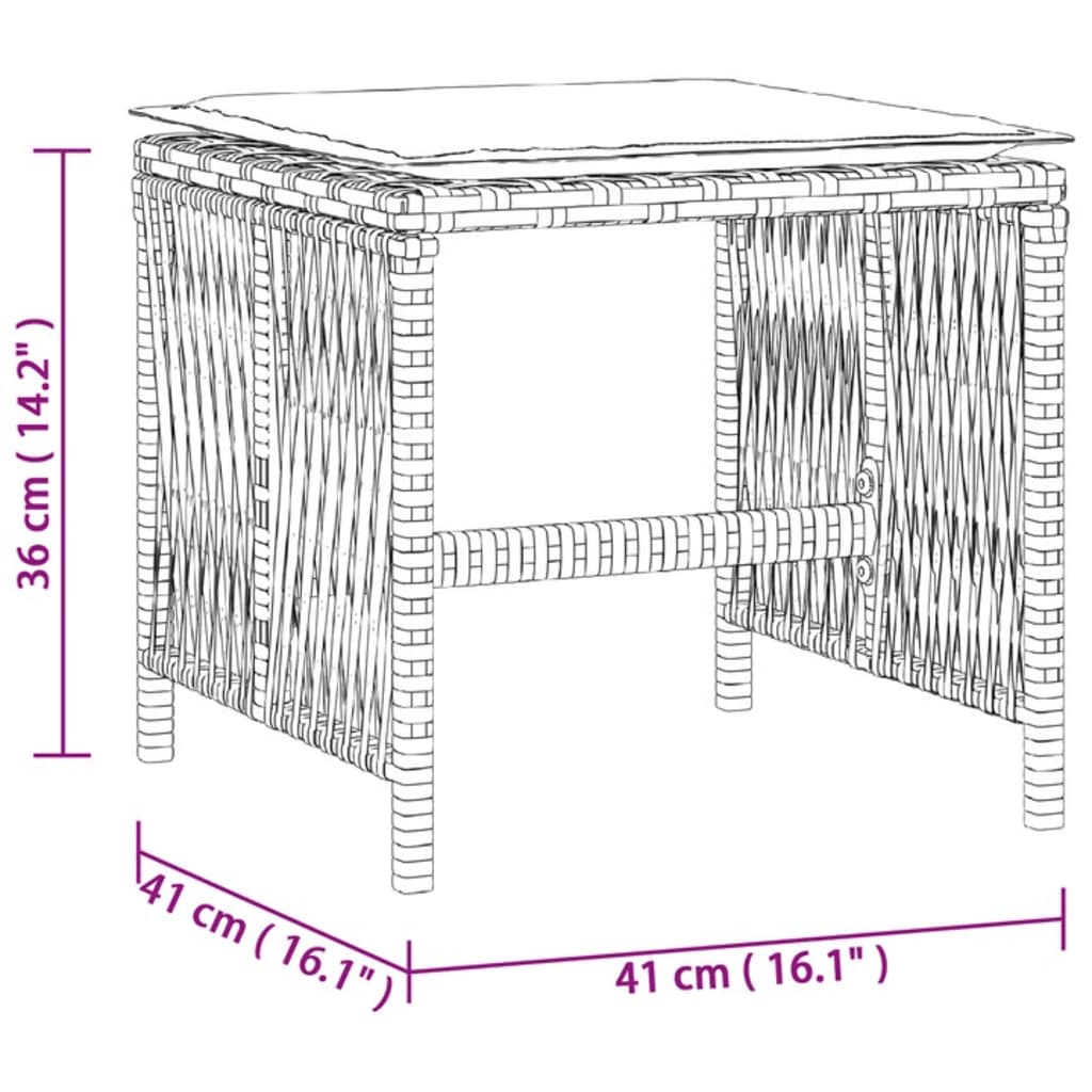 Garden Stools with Cushions 4 pcs Mix Beige 41x41x36 cm Poly Rattan