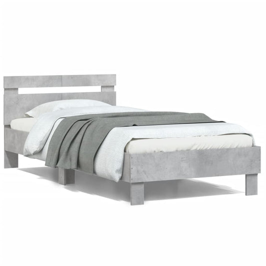 Bed Frame without Mattress with Headboard Concrete Grey 100x200 cm