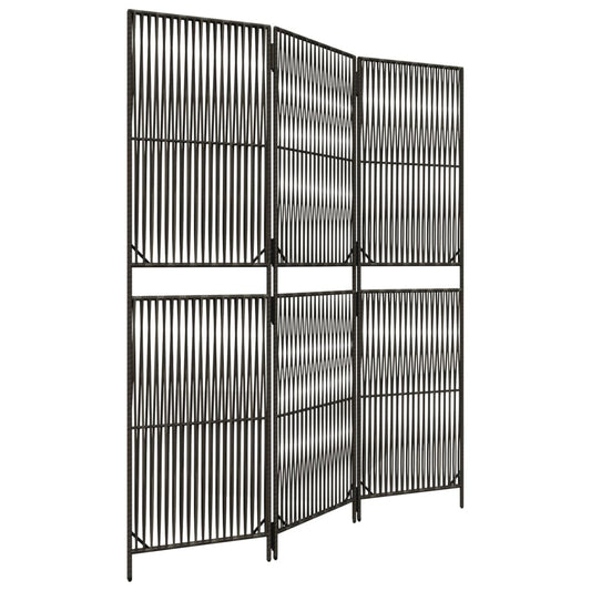 Room Divider 3 Panels Gray Poly Rattan