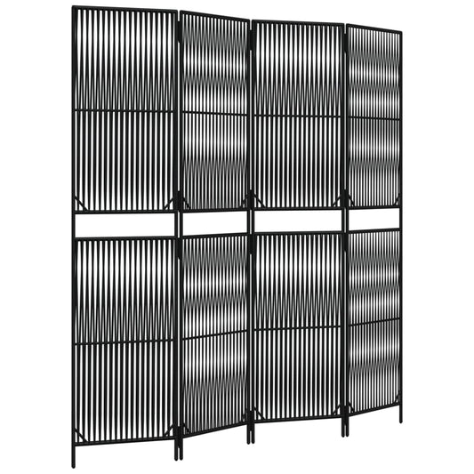 Room Divider 4 Panels Black Poly Rattan