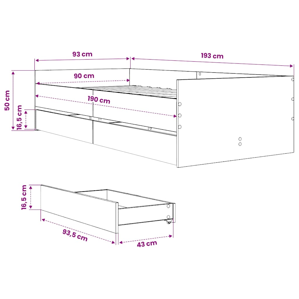 Bed Frame | Black | Engineered wood, Plywood | Single | Bed Frame