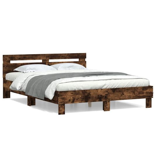 Bed Frame without Mattress Smoked Oak 140x200 cm