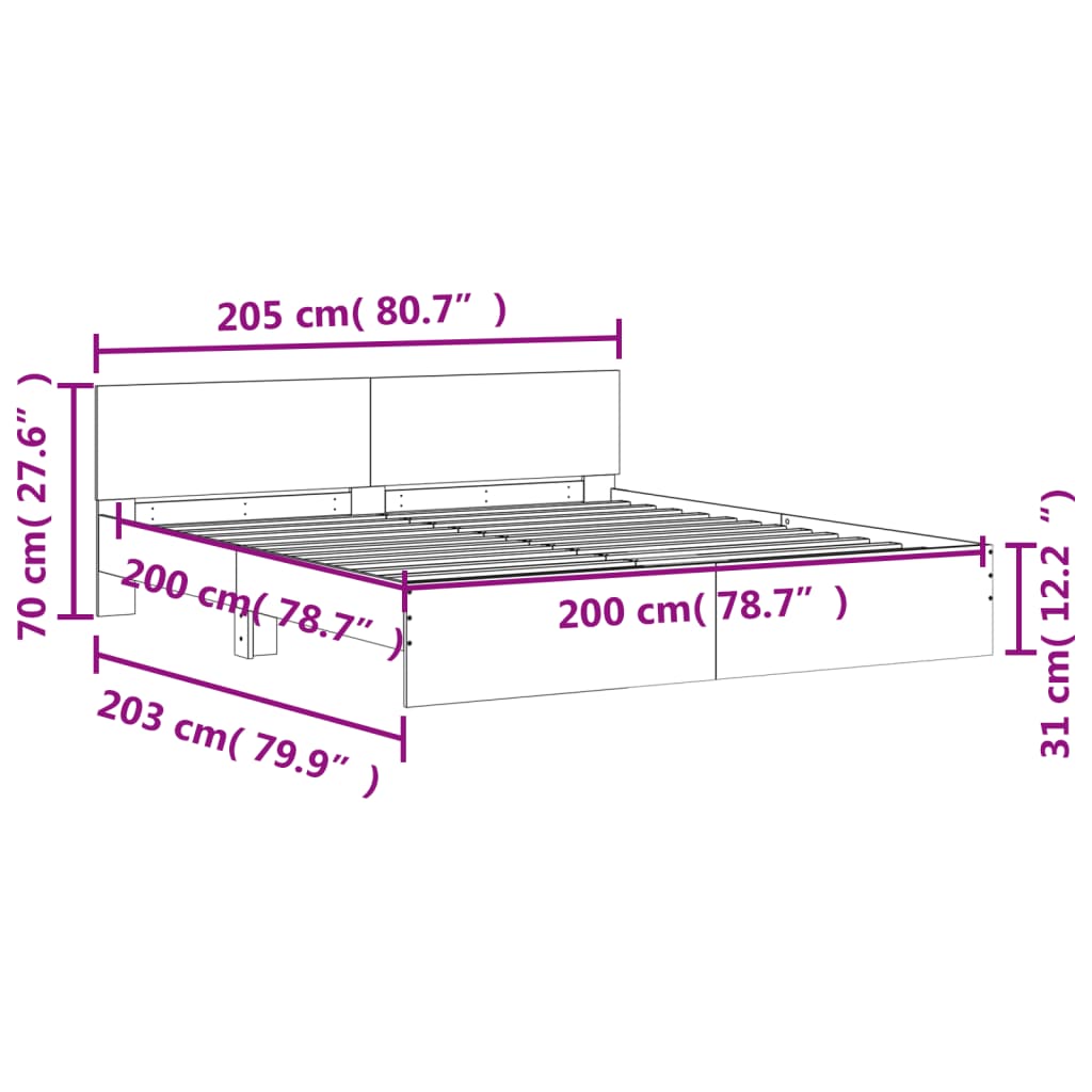 Bed Frame without Mattress Black 200x200 cm