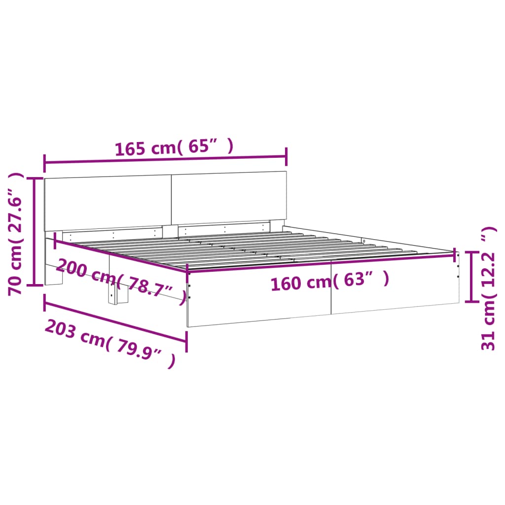 Bed Frame | Concrete grey | Engineered wood | Double | Durable