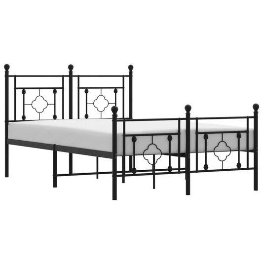 Metal Bed Frame without Mattress with Footboard Black 120x190cm
