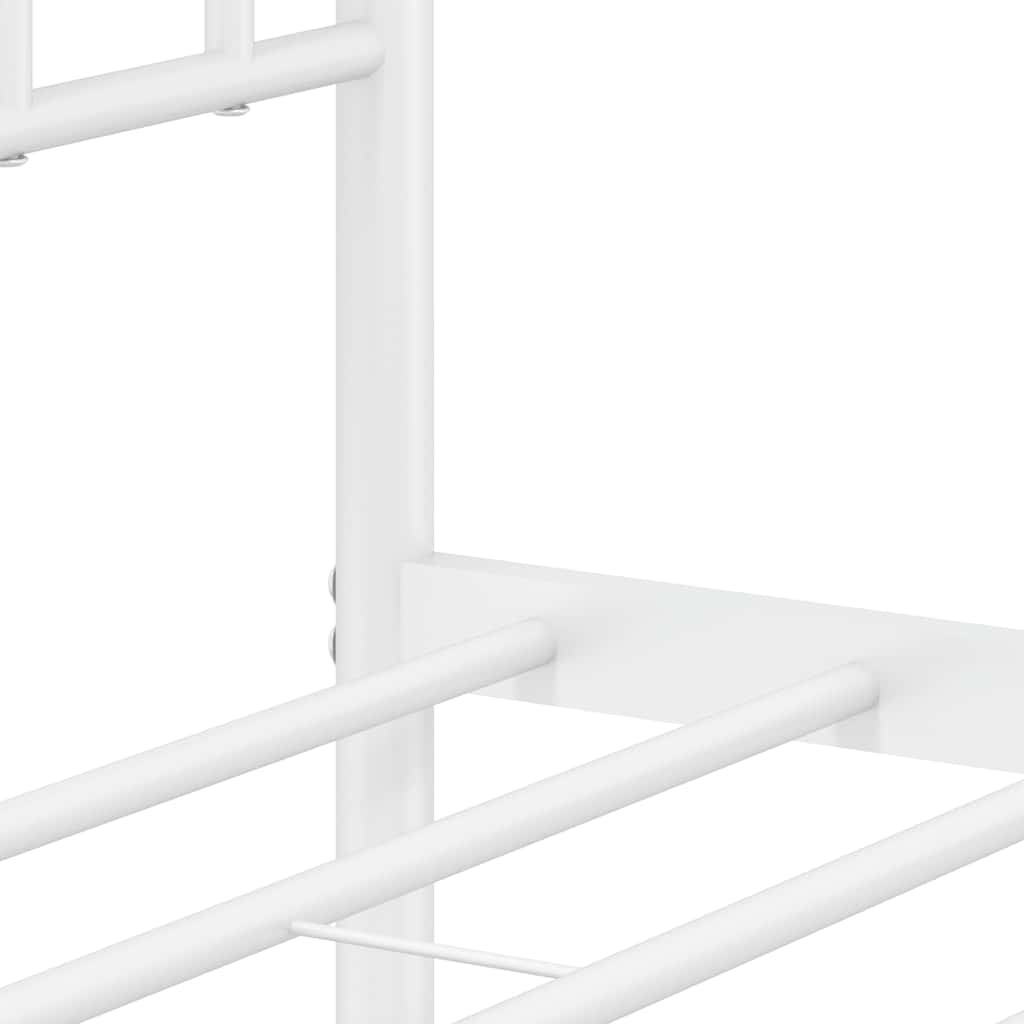 Metal Bed Frame without Mattress with Footboard White 59.1"x78.7