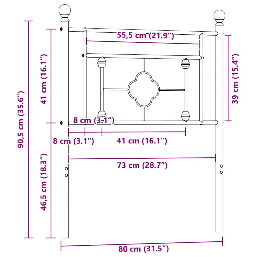 Metal Replace Headboard White 75 cm