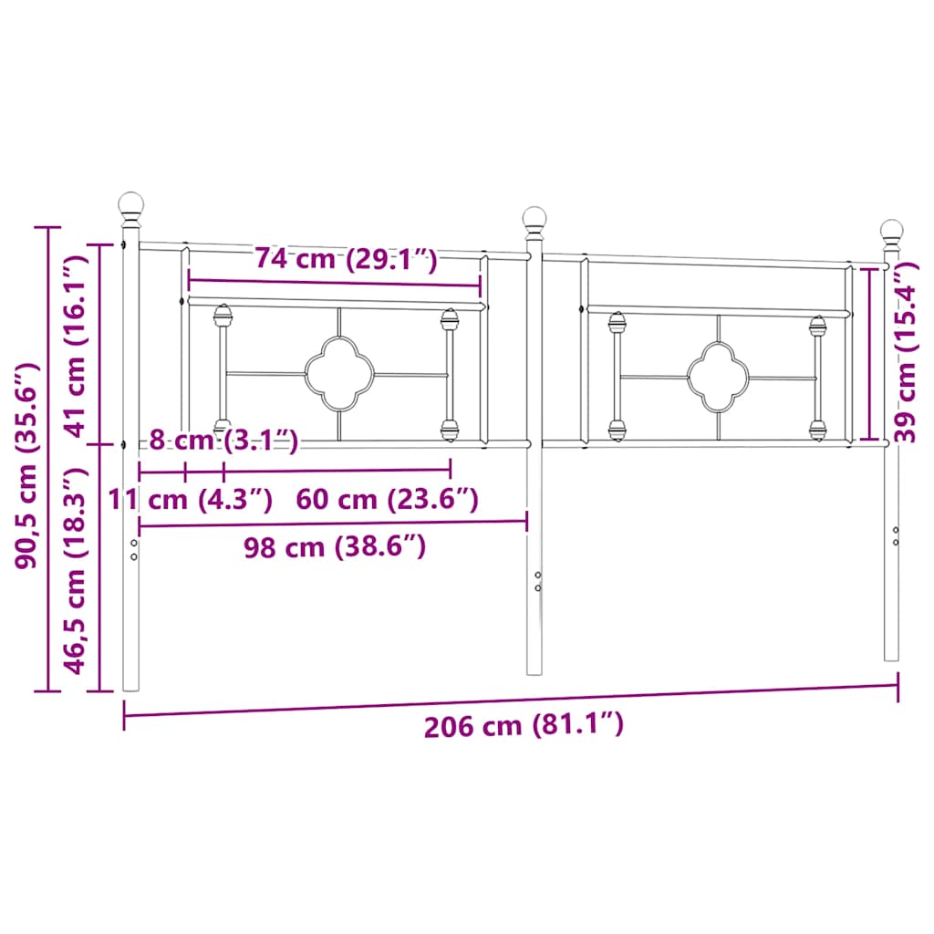 Metal Replace Headboard White 200 cm
