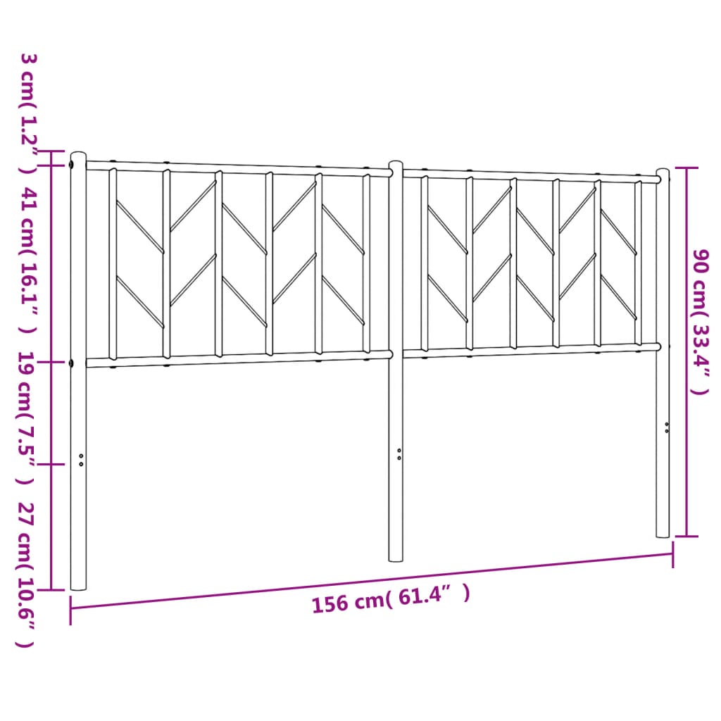Metal Replace Headboard Black 150 cm