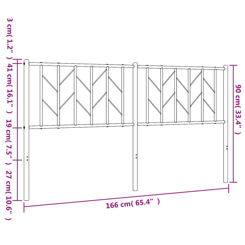 Metal Replace Headboard Black 160 cm