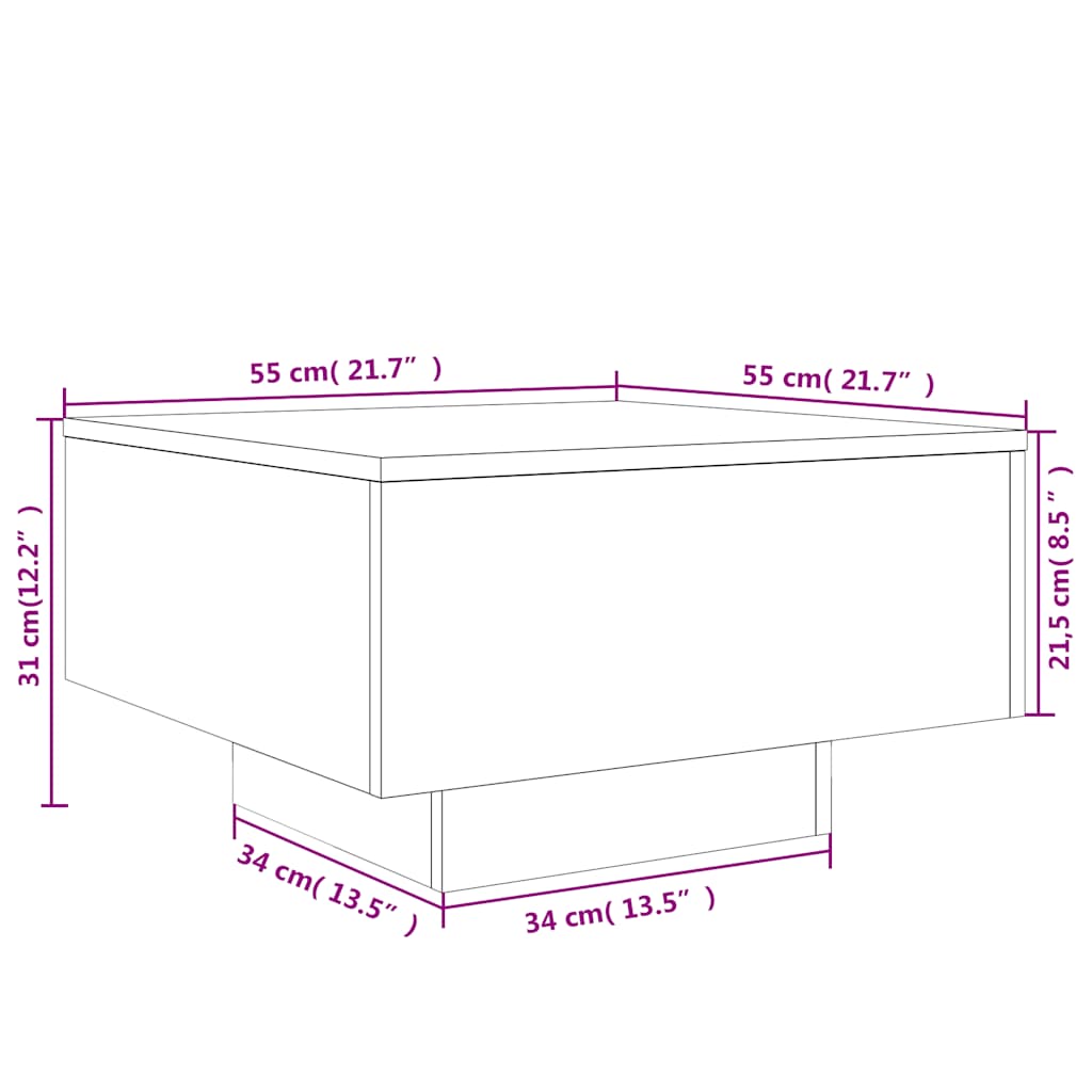 Coffee Table Black 55x55x31 cm Engineered Wood