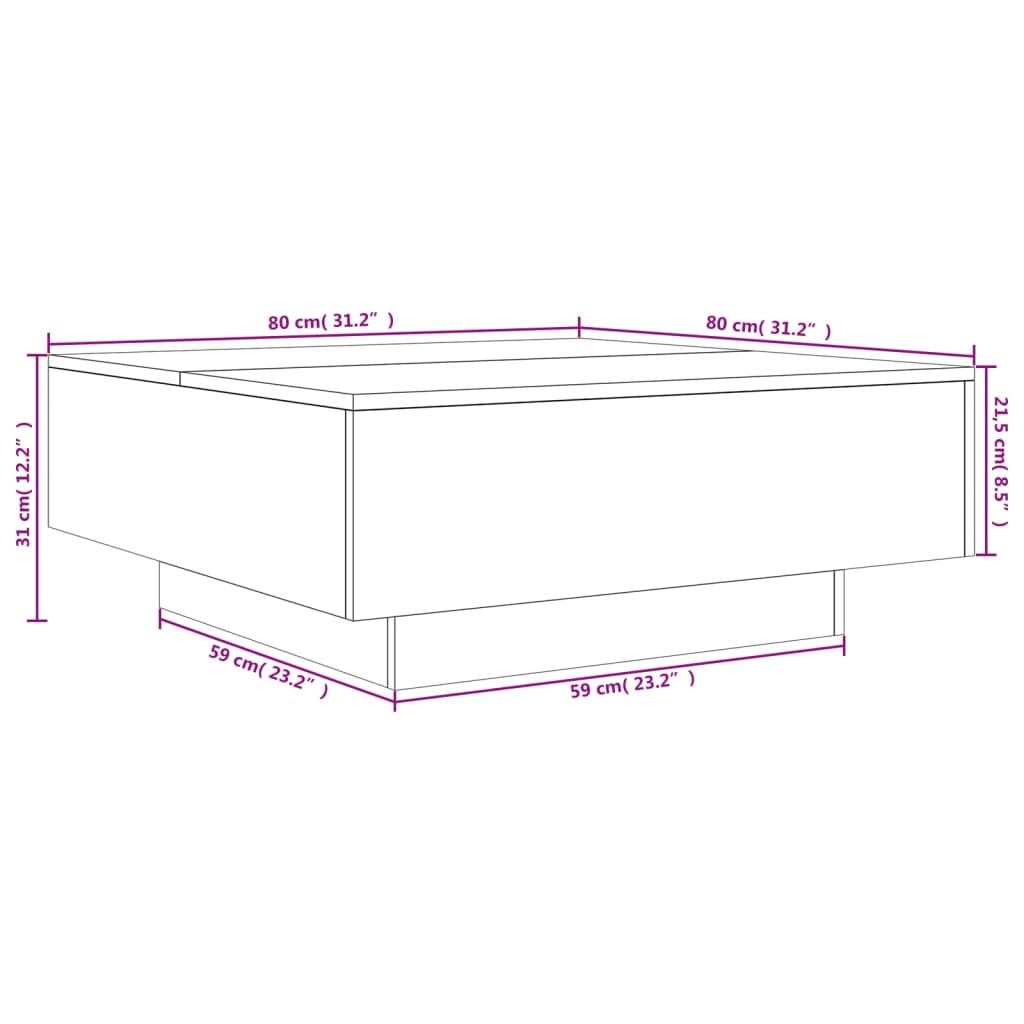 Coffee Table Concrete Grey 80x80x31 cm Engineered Wood