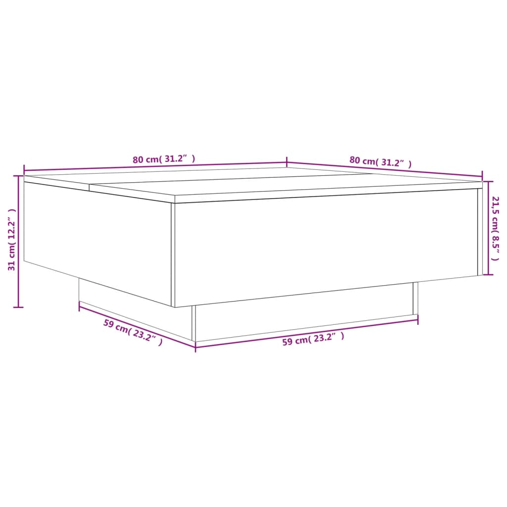 Coffee Table Smoked Oak 80x80x31 cm Engineered Wood
