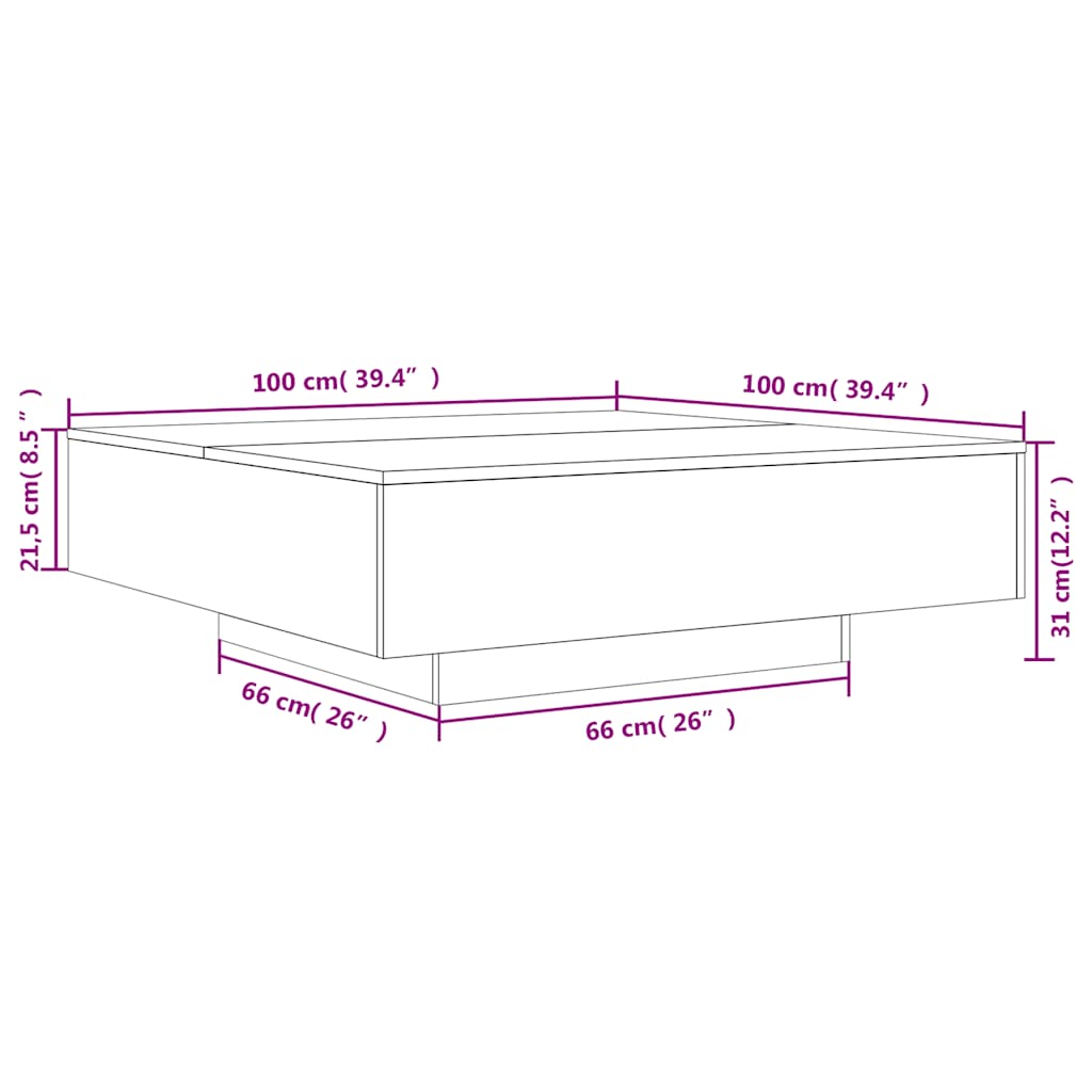 Coffee Table Concrete Grey 100x100x31 cm Engineered Wood