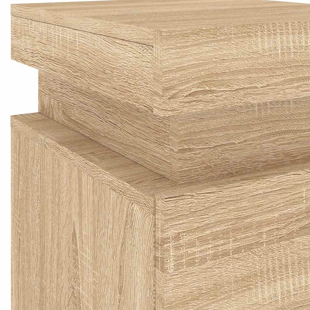 Bedside Cabinets with LED Lights 2 pcs Sonoma Oak 35x39x55 cm