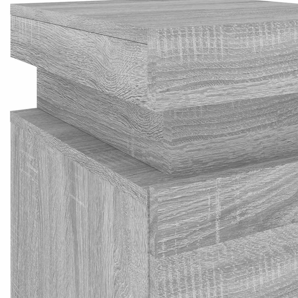 Bedside Cabinets with LED Lights 2 pcs Grey Sonoma 35x39x55 cm