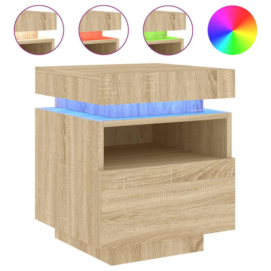 Bedside Cabinet with LED Lights Sonoma Oak 40x39x48,5 cm
