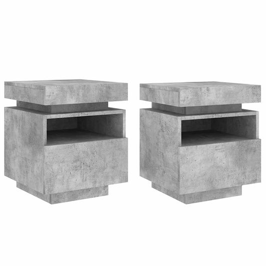 Bedside Cabinets with LED Lights 2 pcs Concrete Grey 40x39x48,5 cm