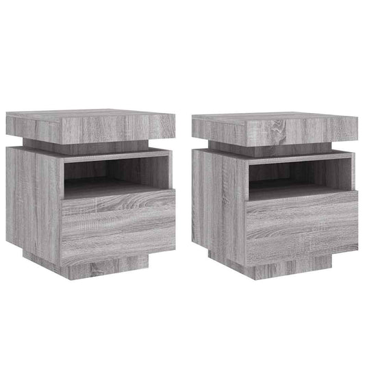 Bedside Cabinets with LED Lights 2 pcs Grey Sonoma 40x39x48,5 cm
