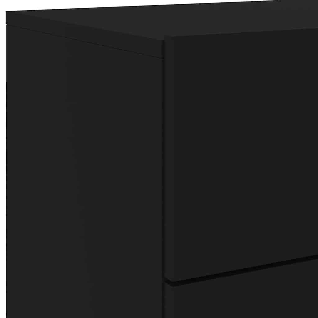 Wall-mounted Bedside Cabinets with LED Lights 2 pcs Black