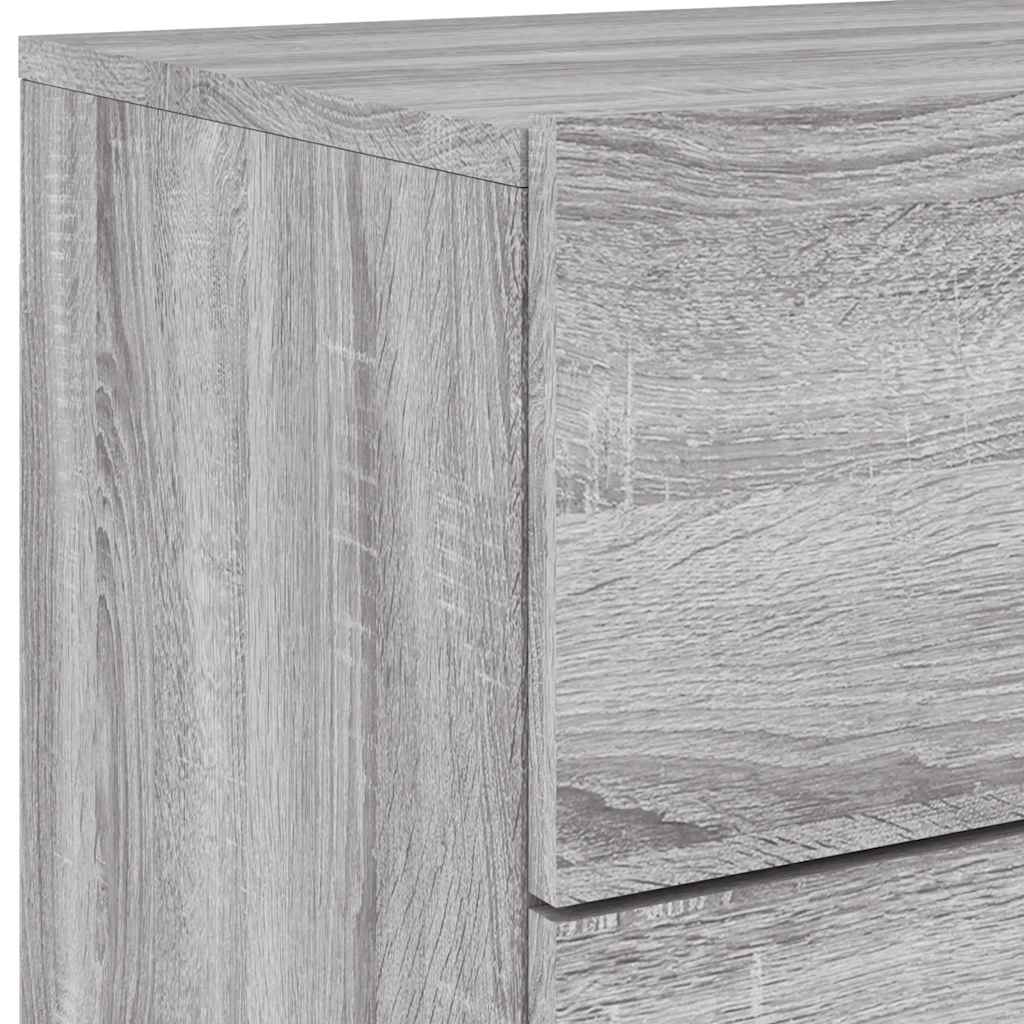 Wall-mounted Bedside Cabinets with LED Lights 2 pcs Grey Sonoma