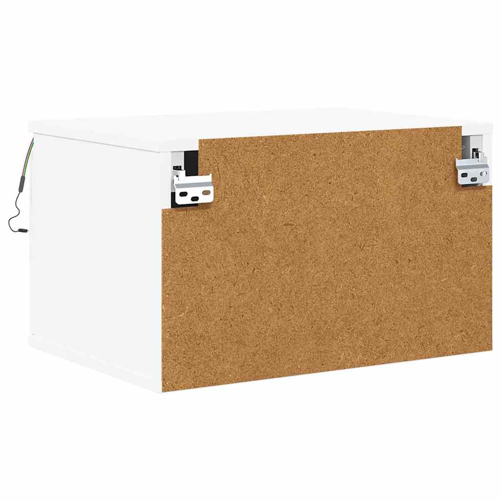 Wall-mounted Bedside Cabinets with LED Lights 2 pcs White