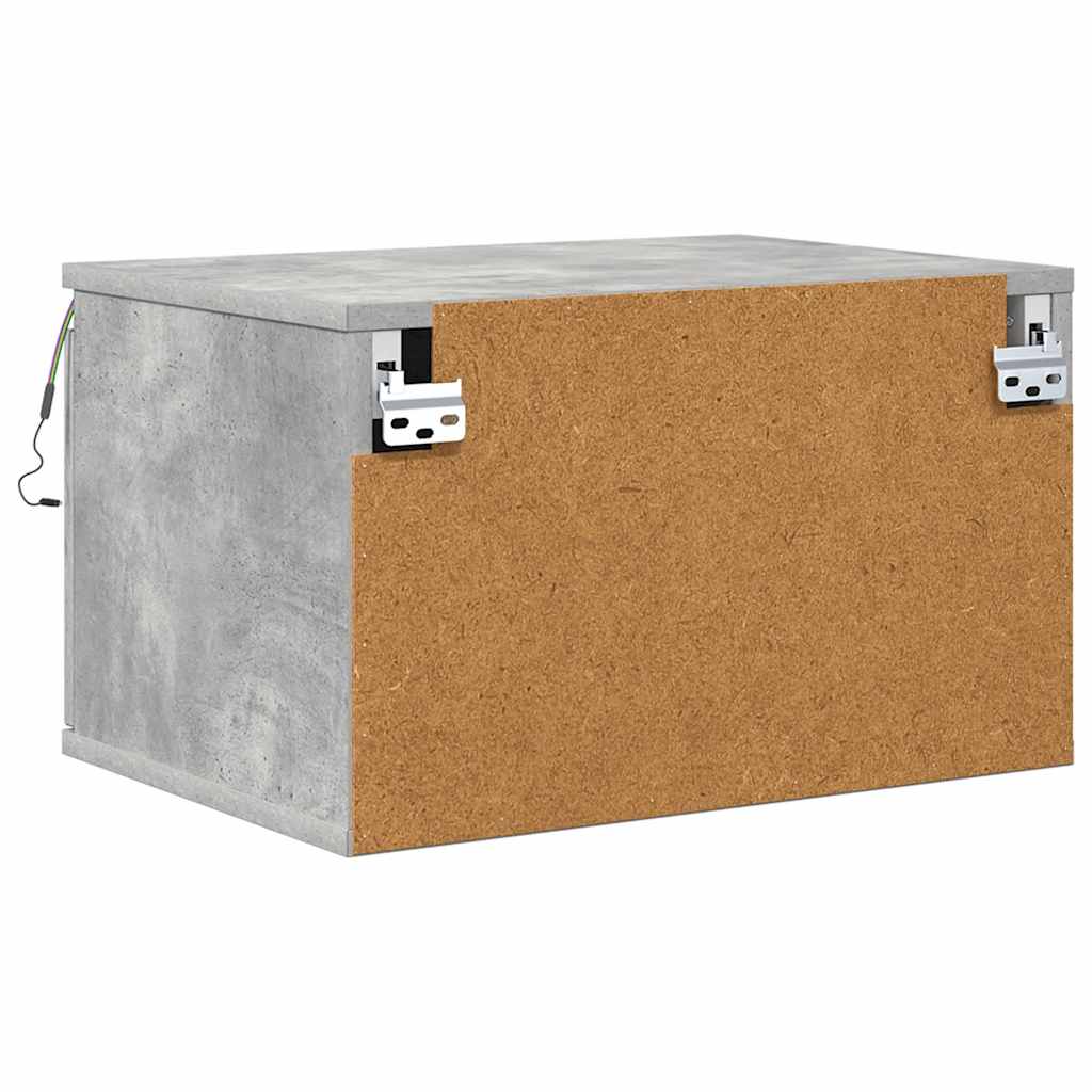 Wall-mounted Bedside Cabinets with LED Lights 2 pcs Concrete Grey