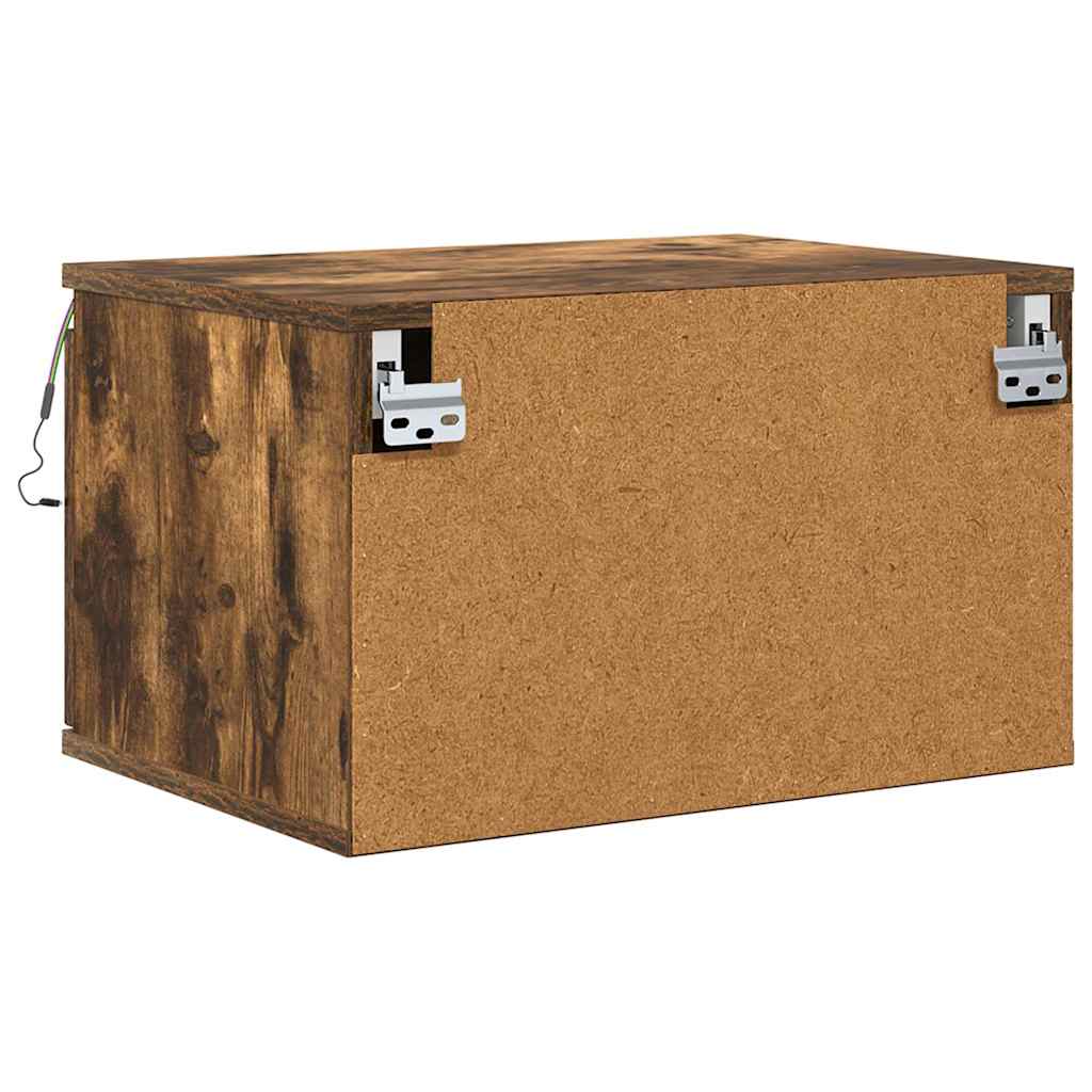 Wall-mounted Bedside Cabinets with LED Lights 2 pcs Smoked Oak