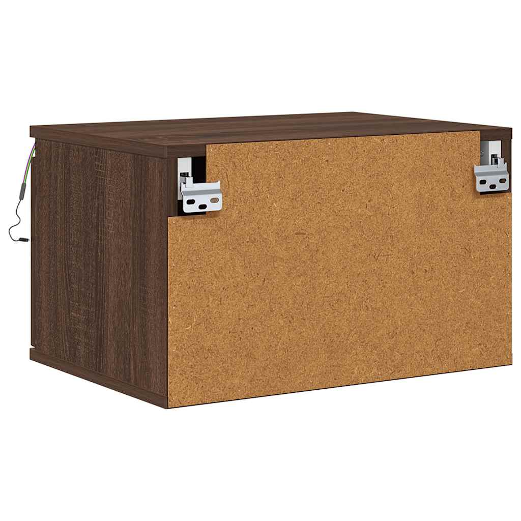 Wall-mounted Bedside Cabinets with LED Lights 2 pcs Brown Oak