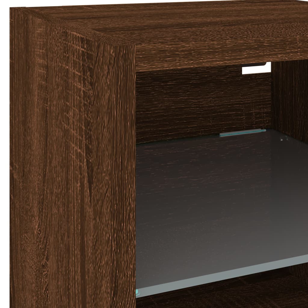 TV Wall Cabinets with LED Lights 2 pcs Brown Oak 30x28,5x30 cm