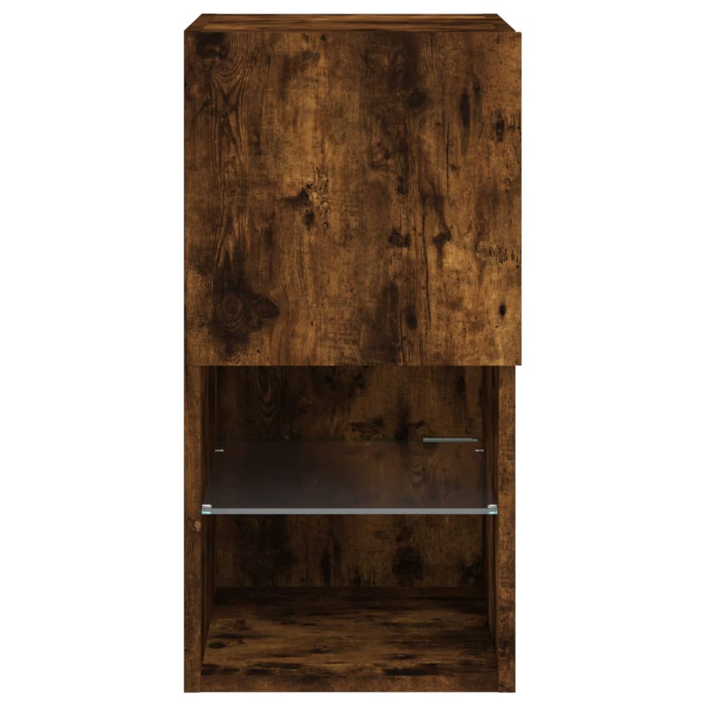 TV Cabinets with LED Lights 2 pcs Smoked Oak 30.5x30x60 cm