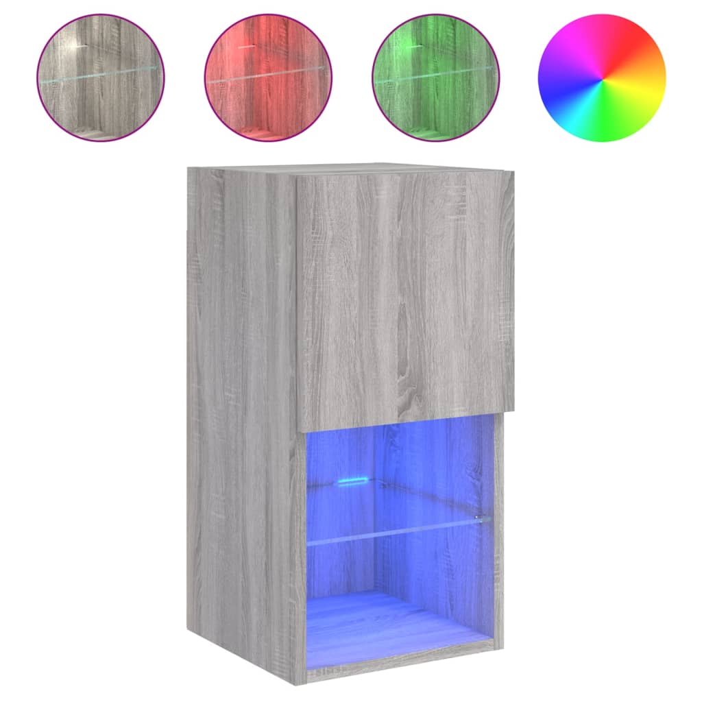 TV Cabinets with LED Lights 2 pcs Grey Sonoma 30.5x30x60 cm