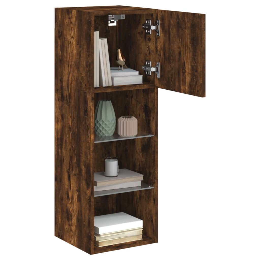 TV Cabinets with LED Lights 2 pcs Smoked Oak 30.5x30x90 cm