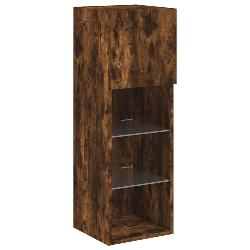TV Cabinets with LED Lights 2 pcs Smoked Oak 30.5x30x90 cm