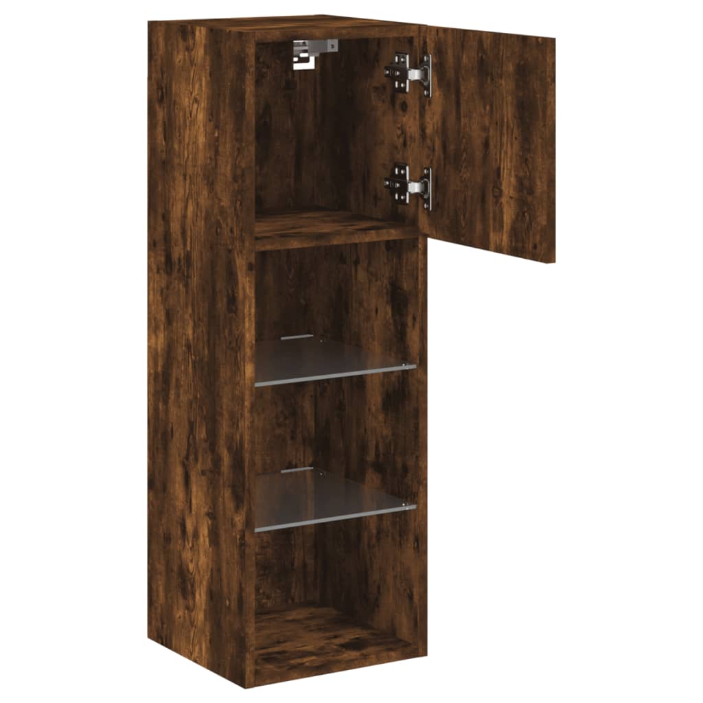 TV Cabinets with LED Lights 2 pcs Smoked Oak 30.5x30x90 cm