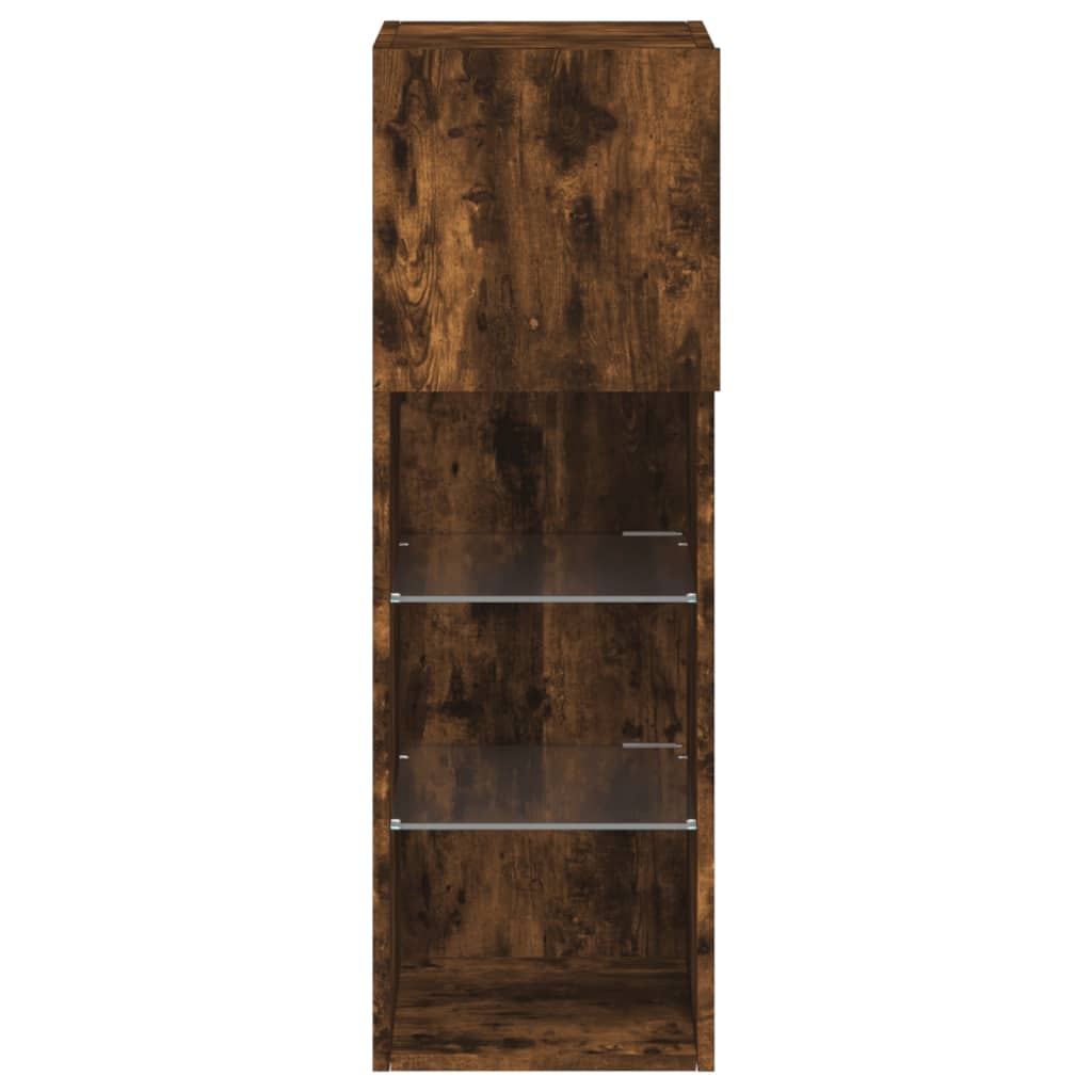 TV Cabinets with LED Lights 2 pcs Smoked Oak 30.5x30x90 cm