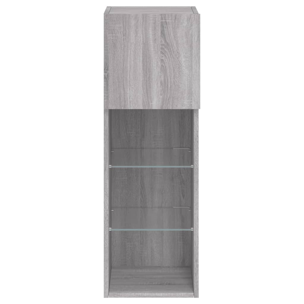 TV Cabinets with LED Lights 2 pcs Grey Sonoma 30.5x30x90 cm