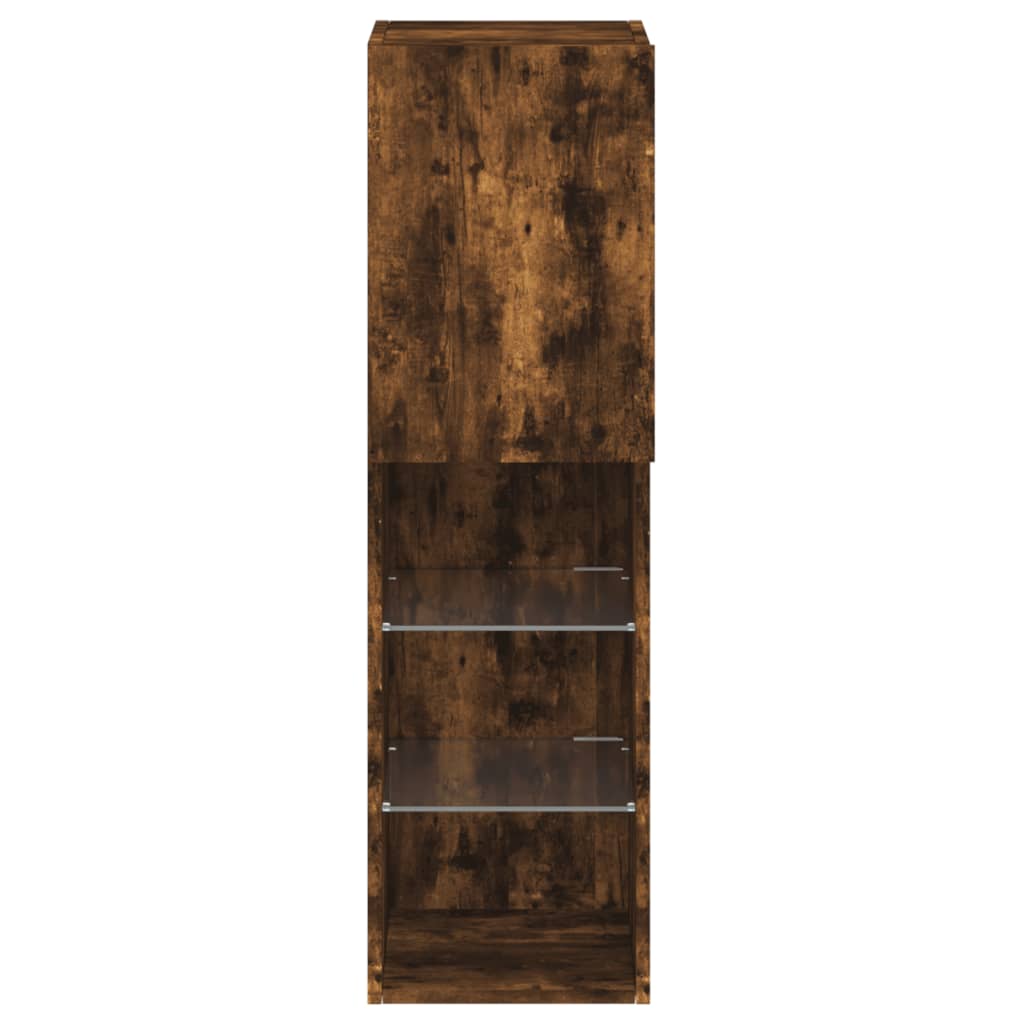 TV Cabinets with LED Lights 2 pcs Smoked Oak 30.5x30x102 cm