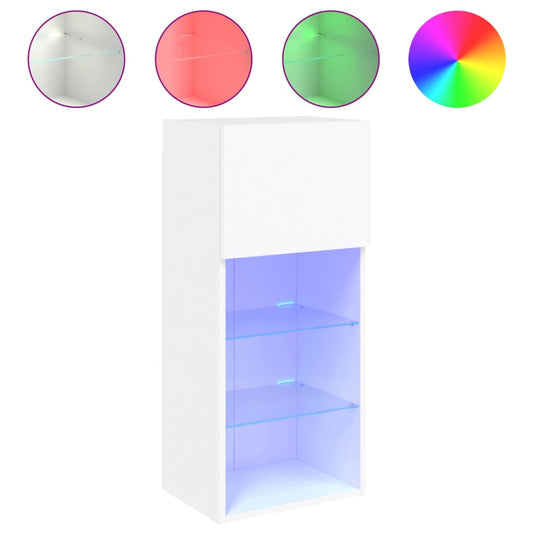 TV Cabinet with LED Lights White 40,5x30x90 cm