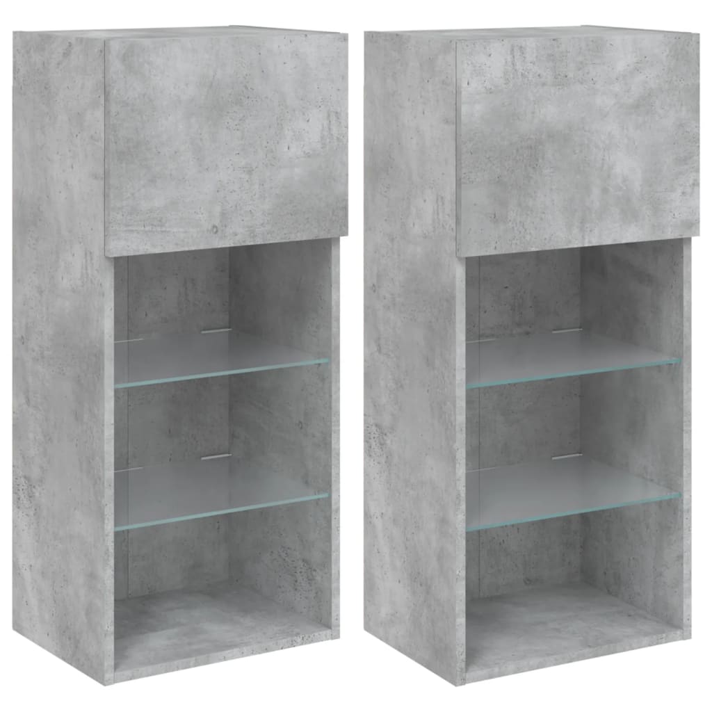 TV Cabinets with LED Lights 2 pcs Concrete Grey 40.5x30x90 cm