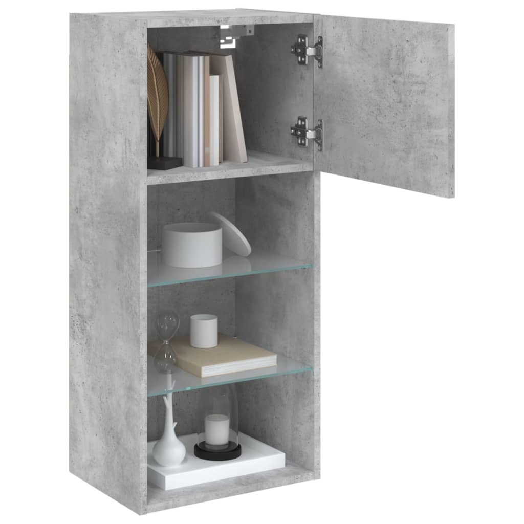 TV Cabinets with LED Lights 2 pcs Concrete Grey 40.5x30x90 cm