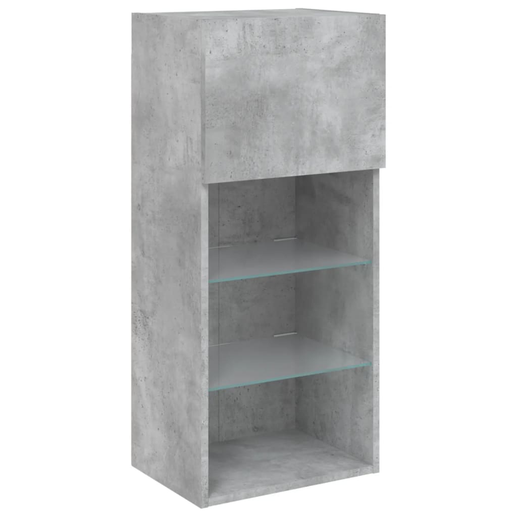 TV Cabinets with LED Lights 2 pcs Concrete Grey 40.5x30x90 cm