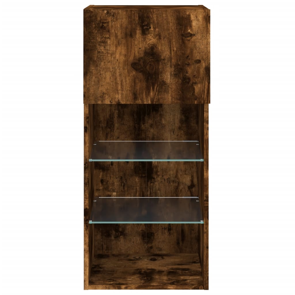 TV Cabinets with LED Lights 2 pcs Smoked Oak 40.5x30x90 cm
